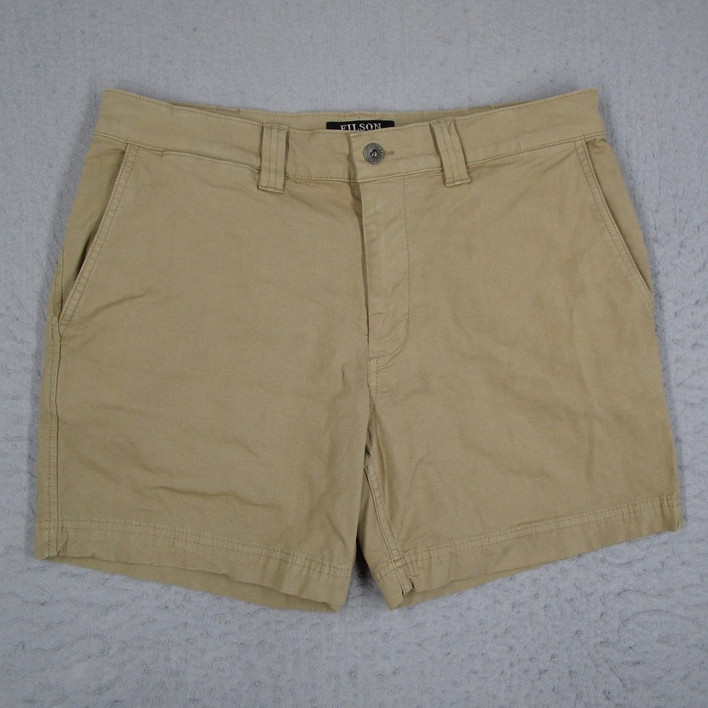 Filson Mens Wood Duck Cotton Stretch Shorts Tan Khaki Size 32 FCOP018697